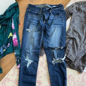 American Eagle Dark Distressed Jeans